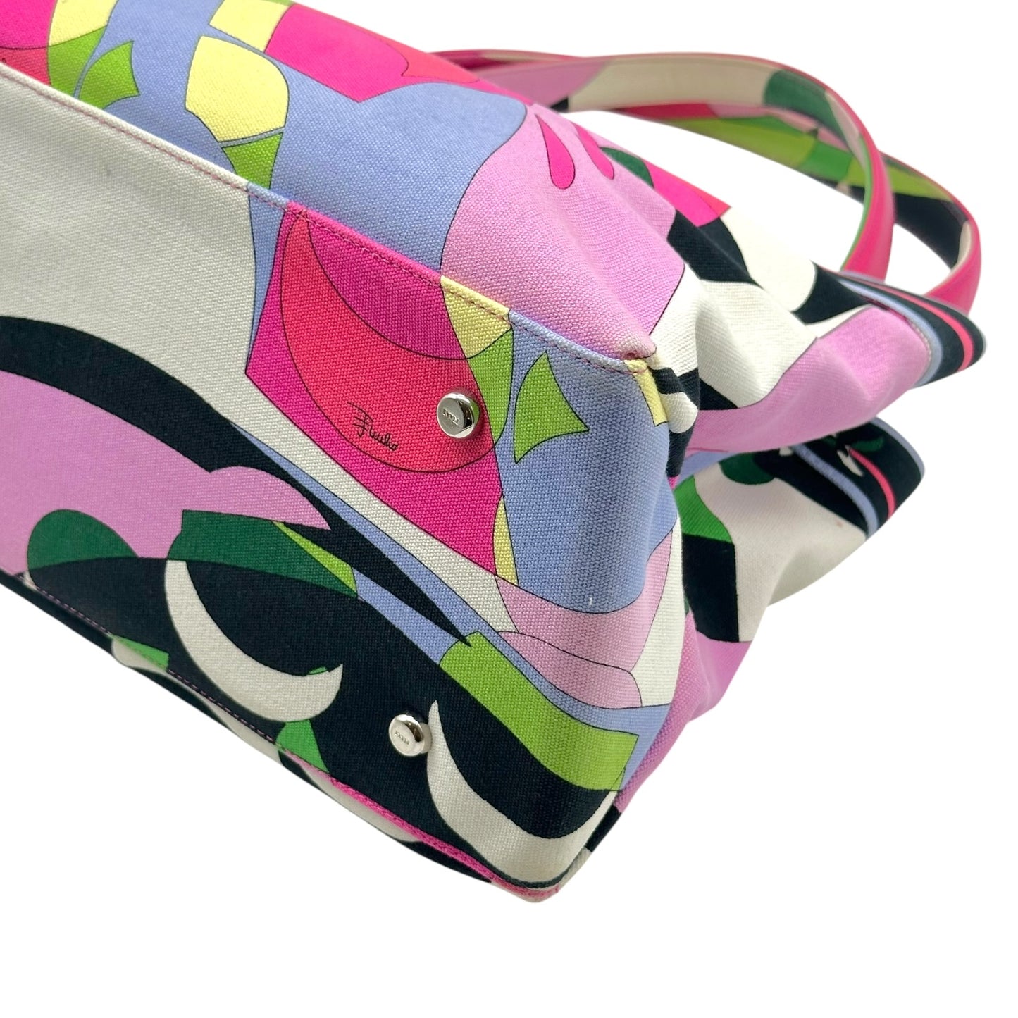 Emilio Pucci Multicolor Printed Canvas Tote Bag