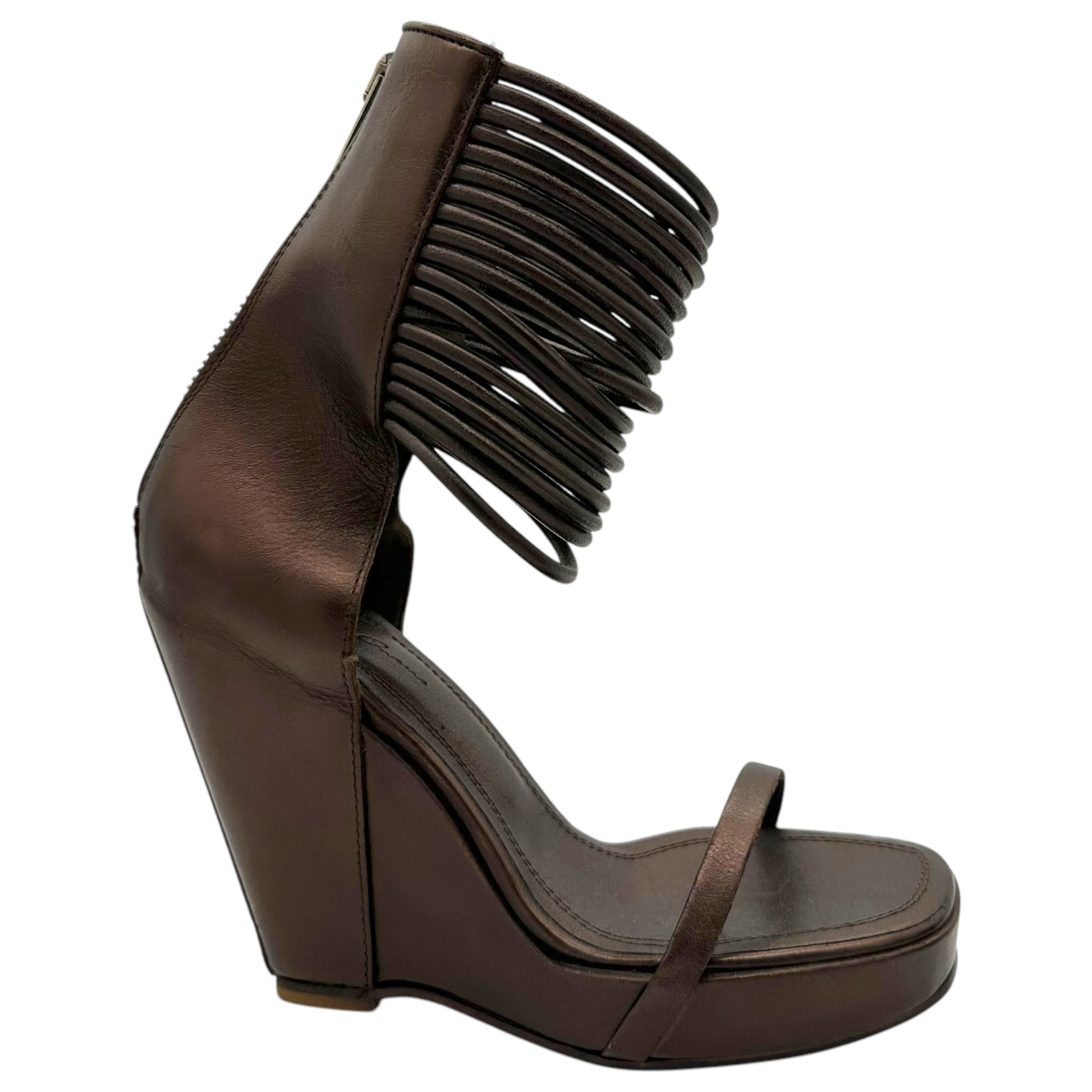 Rick Owens Bronze Leather Wedge Sandals NEW - Outfit Repeater
