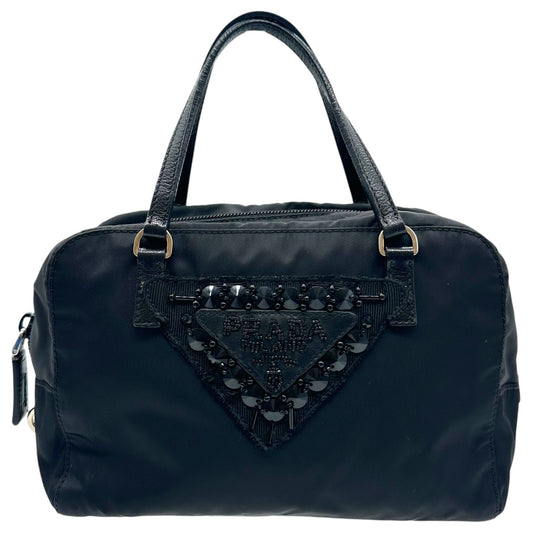 Prada Black Nylon Beaded Logo Mini Bag