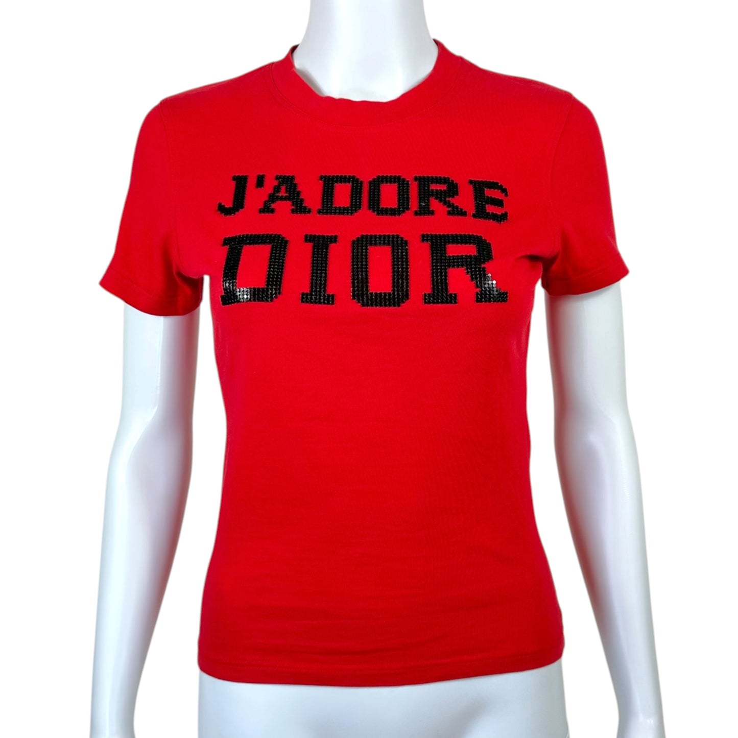 Christian Dior F/W 2003 Red & Black Metal Mesh J'Adore Dior T-Shirt
