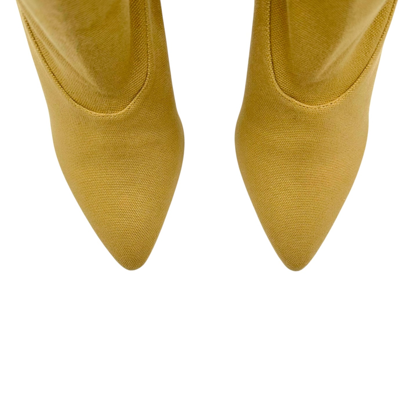 Yeezy Beige Stretch Canvas Pointed Toe Heeled Boots