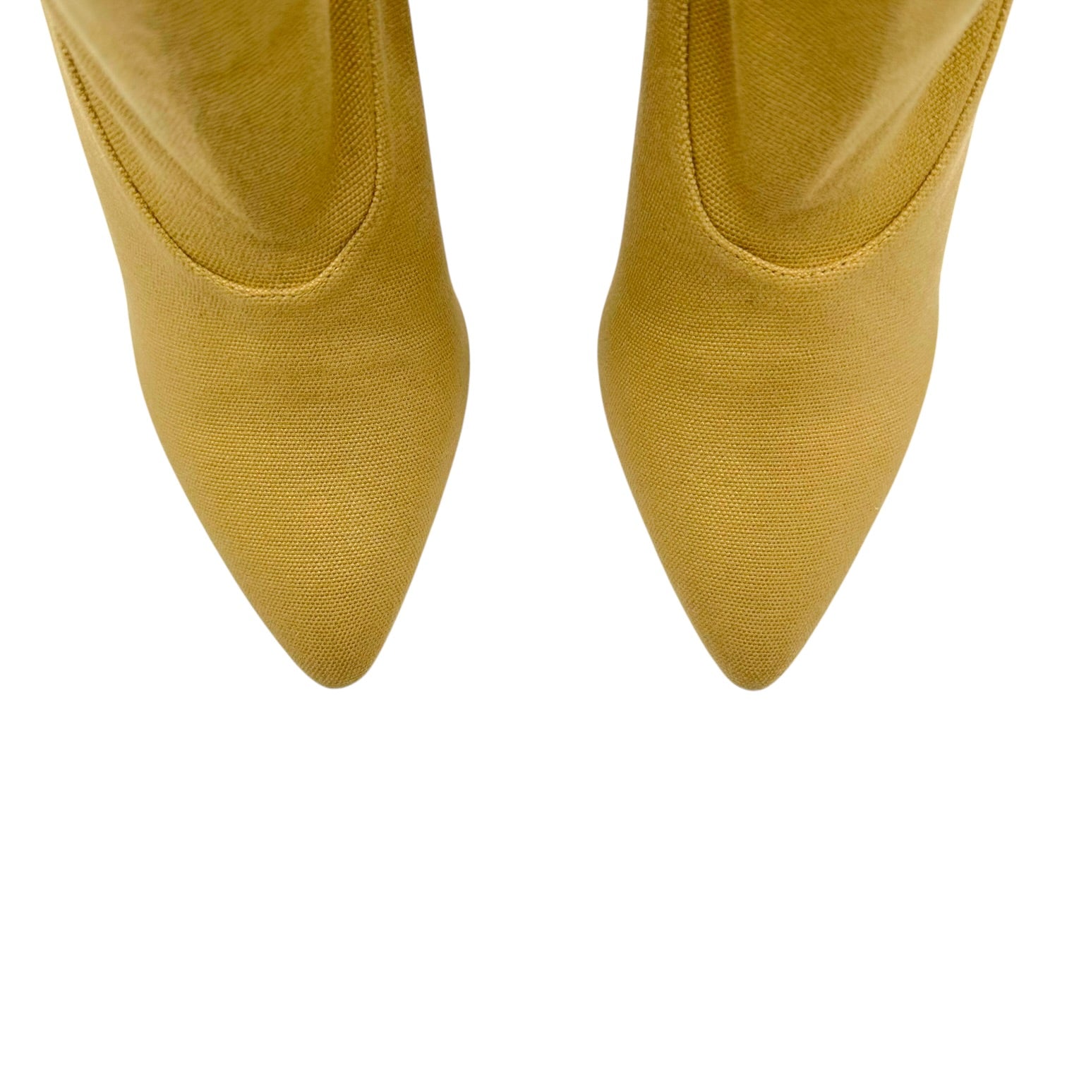 Yeezy Beige Stretch Canvas Pointed Toe Heeled Boots