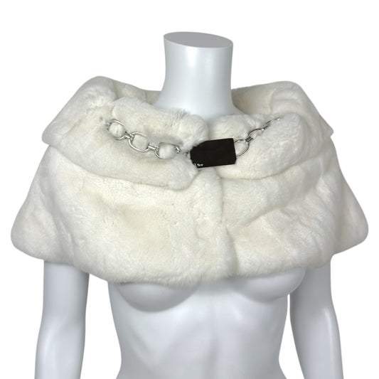 Christian Dior Logo Chain White Rabbit Fur Stole RARE - Outfit Repeater