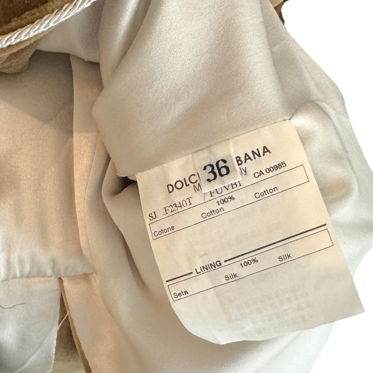 Dolce & Gabbana Khaki Velvet Napoleon Button Front Jacket