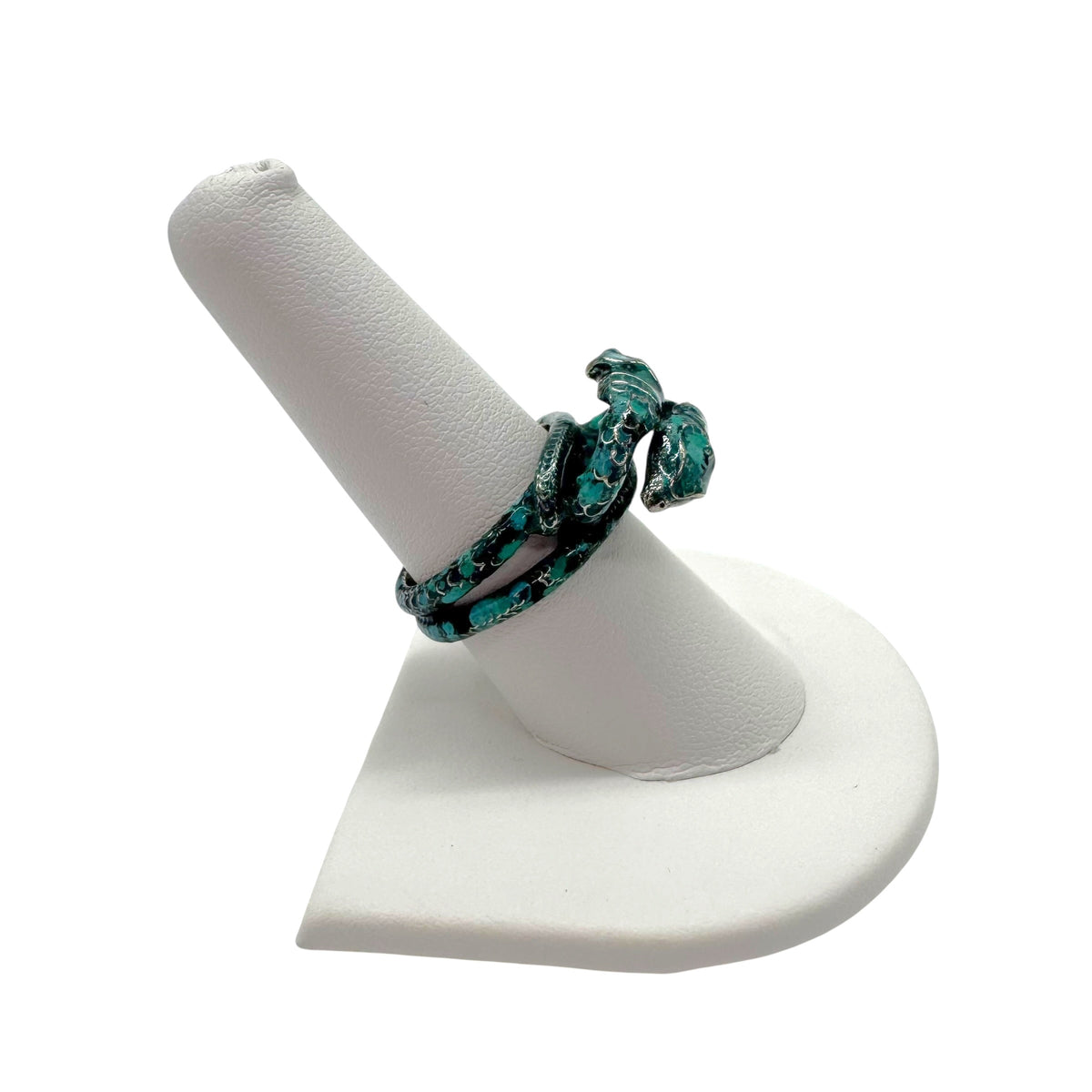 Gucci Turquoise Silver Snake Cocktail Ring Size 7.5