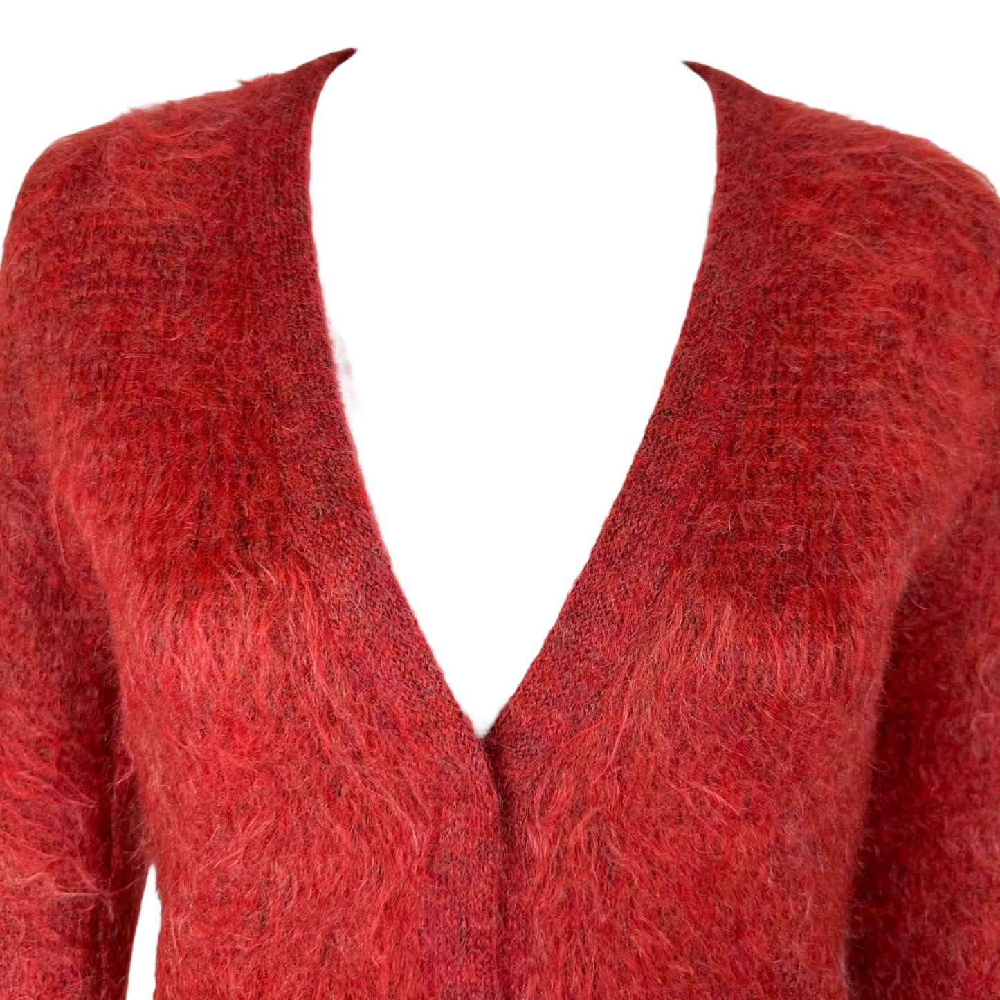 Balenciaga Red Mohair Cardigan Sweater