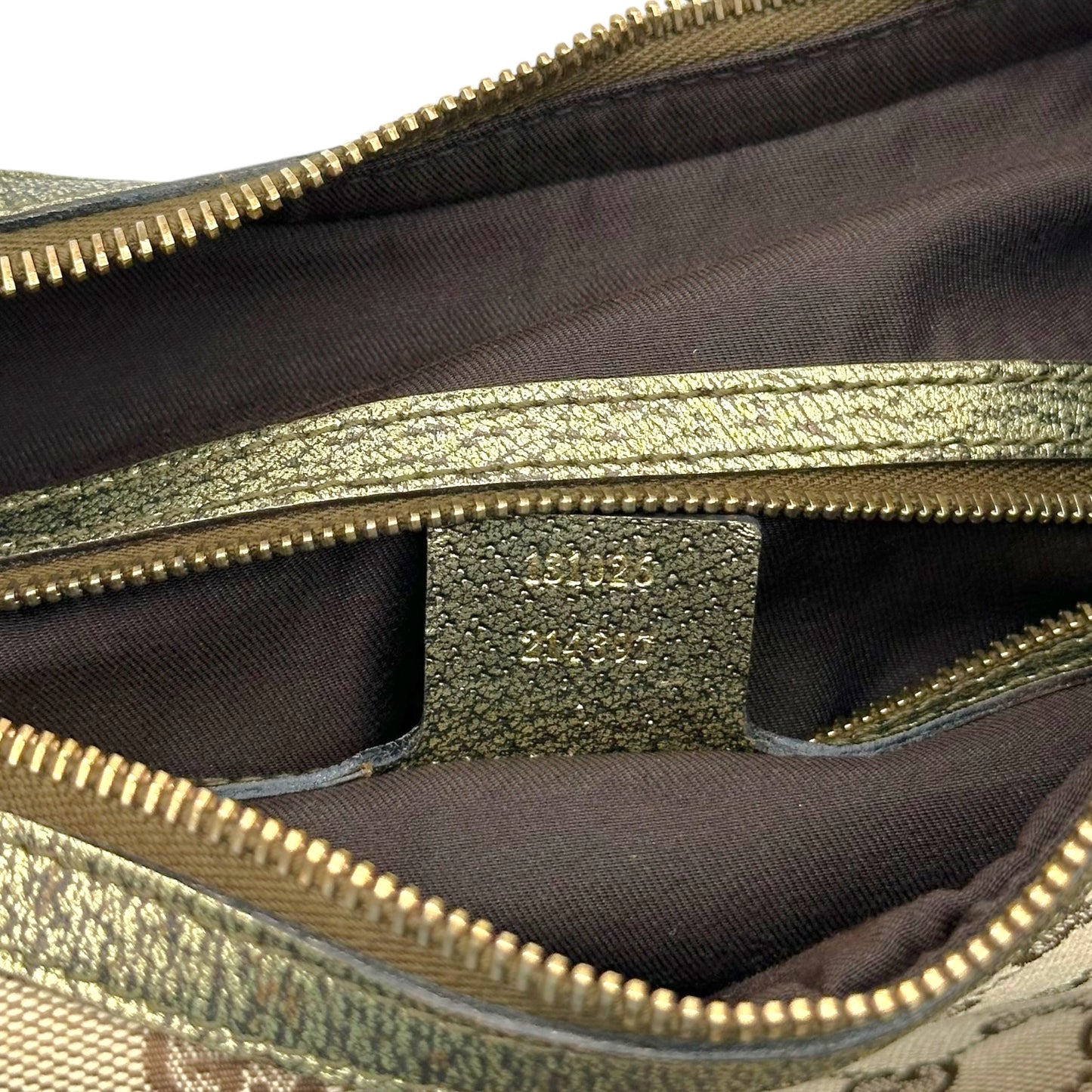 Gucci Tan Canvas Monogram Horsebit Hobo Bag