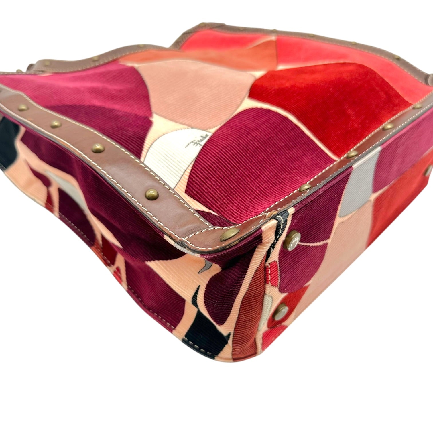 Emilio Pucci Printed Corduroy Leather Tote Bag