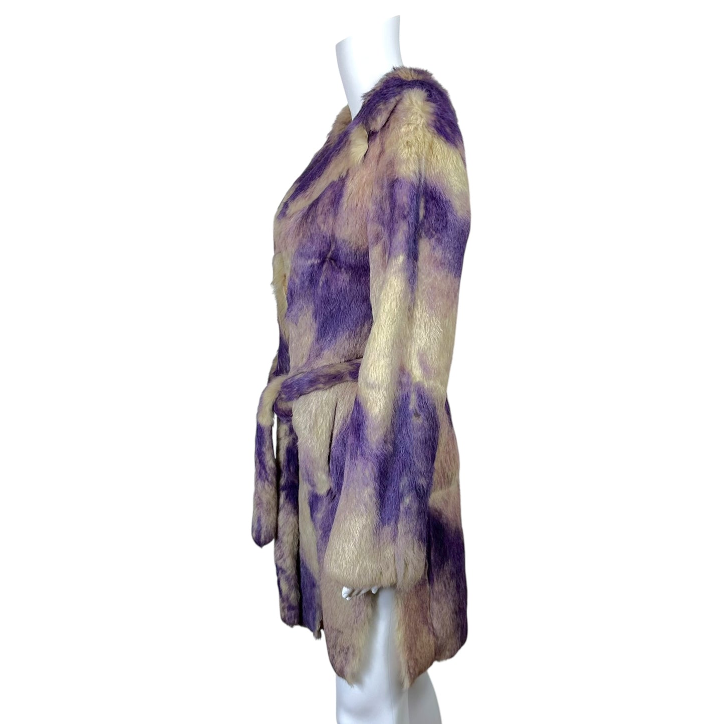 Versace Jeans Couture Purple Dyed Rabbit Fur Mid-Length Coat