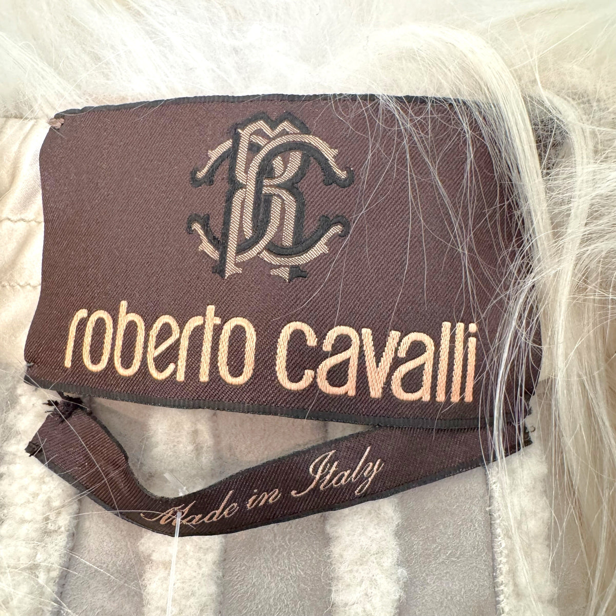 Roberto Cavalli Ivory Shearling Goat Fur Vest