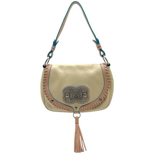 Loewe Shoulder Bag Ivory Pink Blue Whipstitch Trim