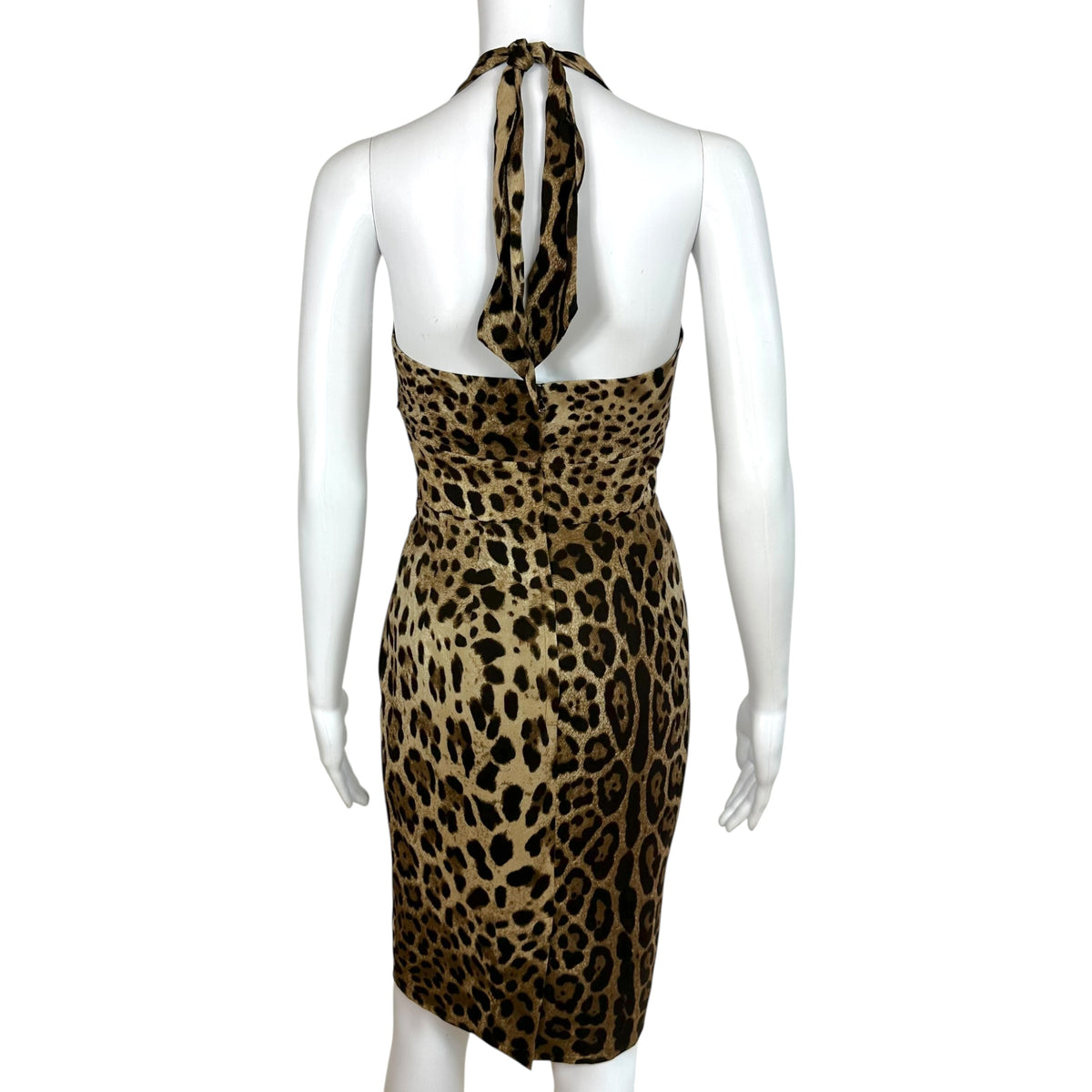 Dolce & Gabbana Leopard Print Silk Halter Midi Dress NEW