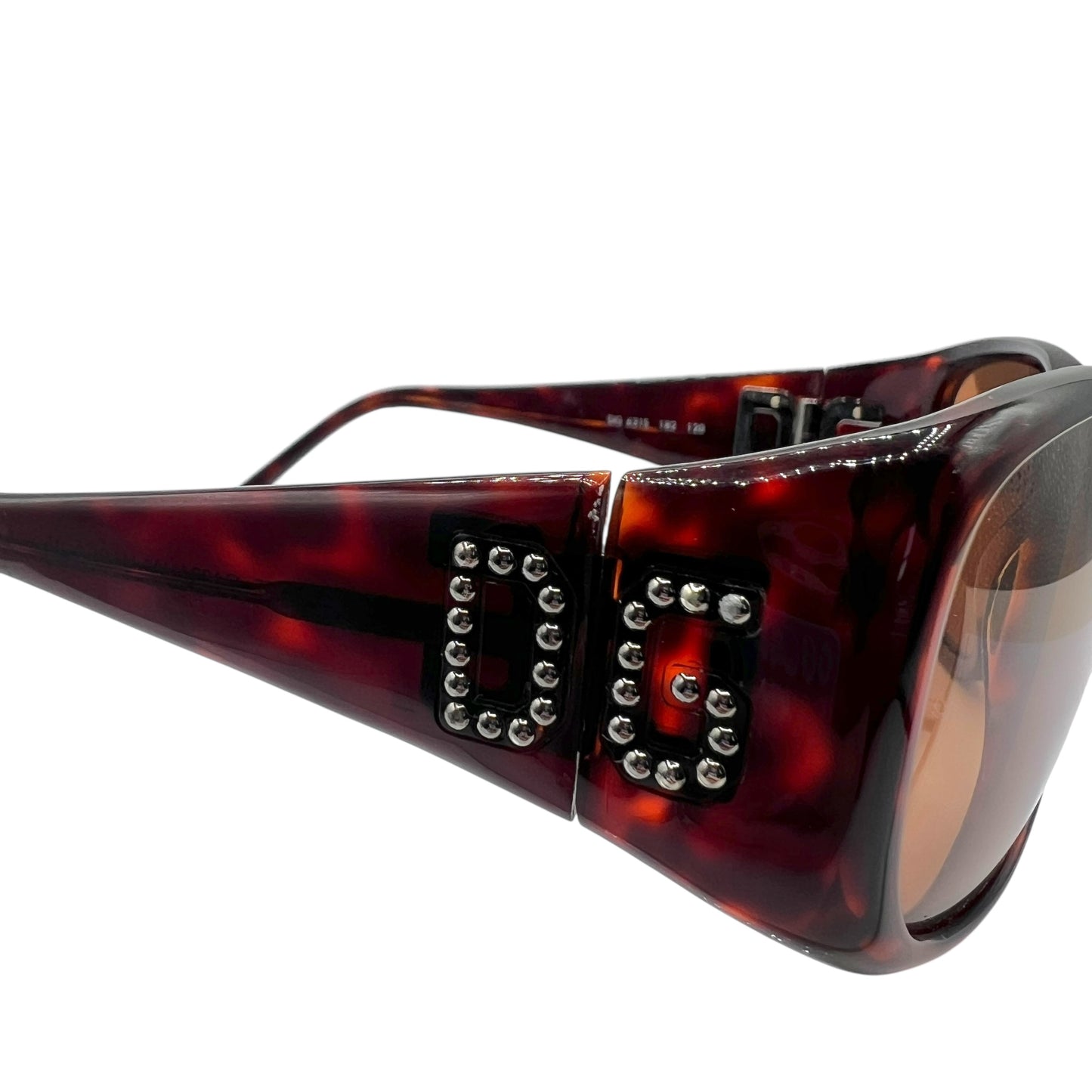 Dolce & Gabbana Tortoise Studded Logo Side Oval Sunglasses DG631S
