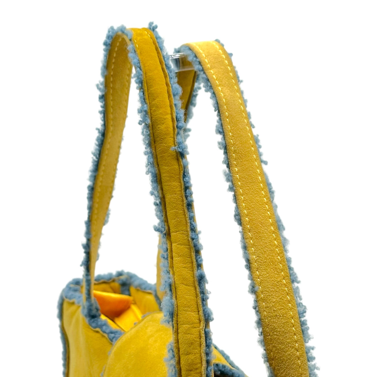 Chanel Yellow Blue Shearling Turnlock Handbag 1990s