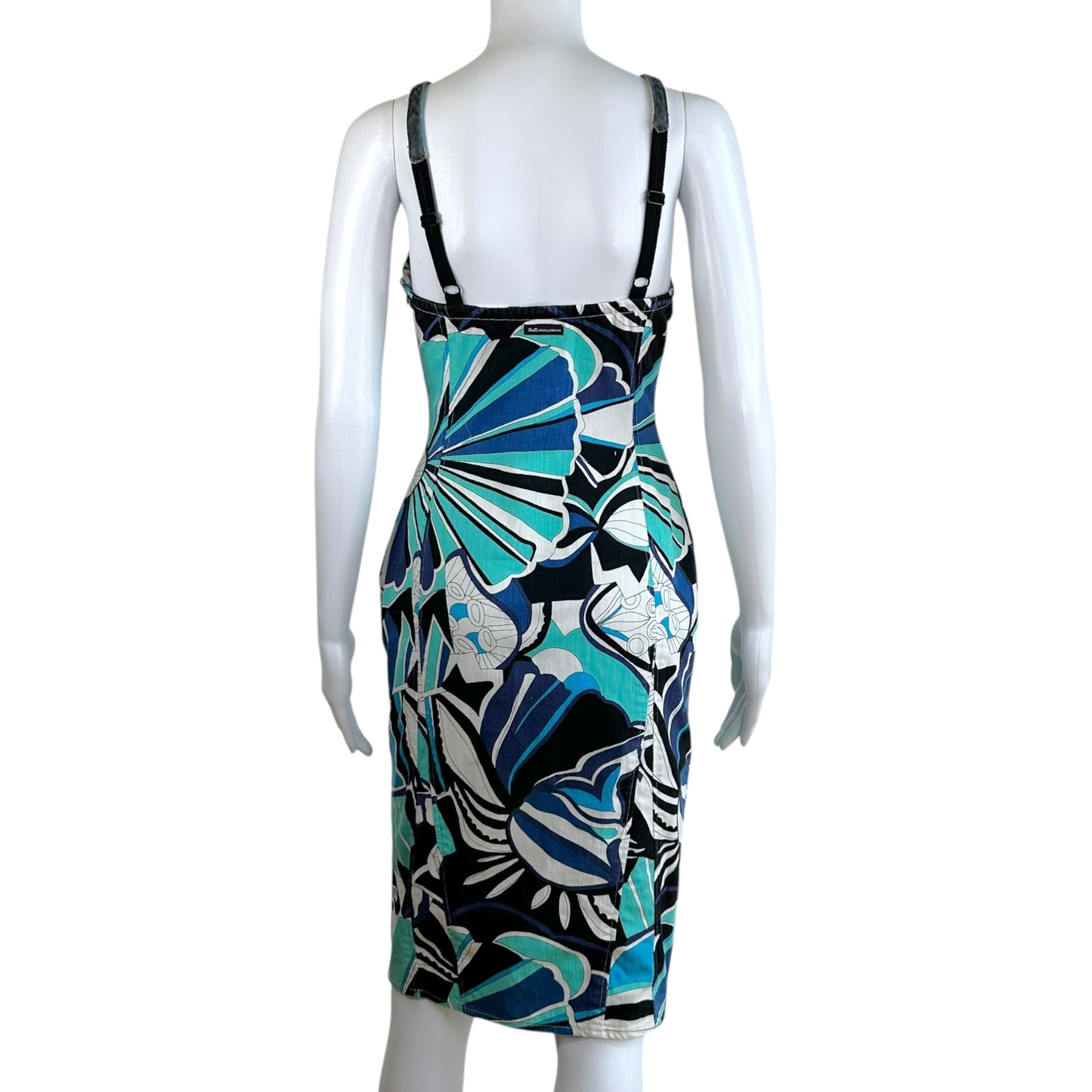 D&G Denim Blue Floral Print Midi Dress