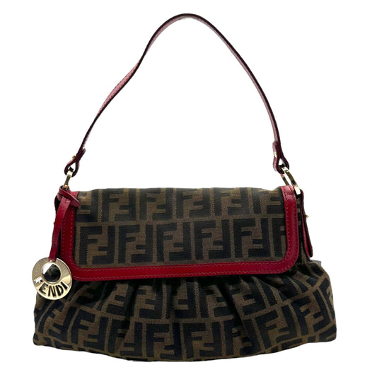 Fendi Red Leather Trim Zucca Monogram Chef Bag - Outfit Repeater