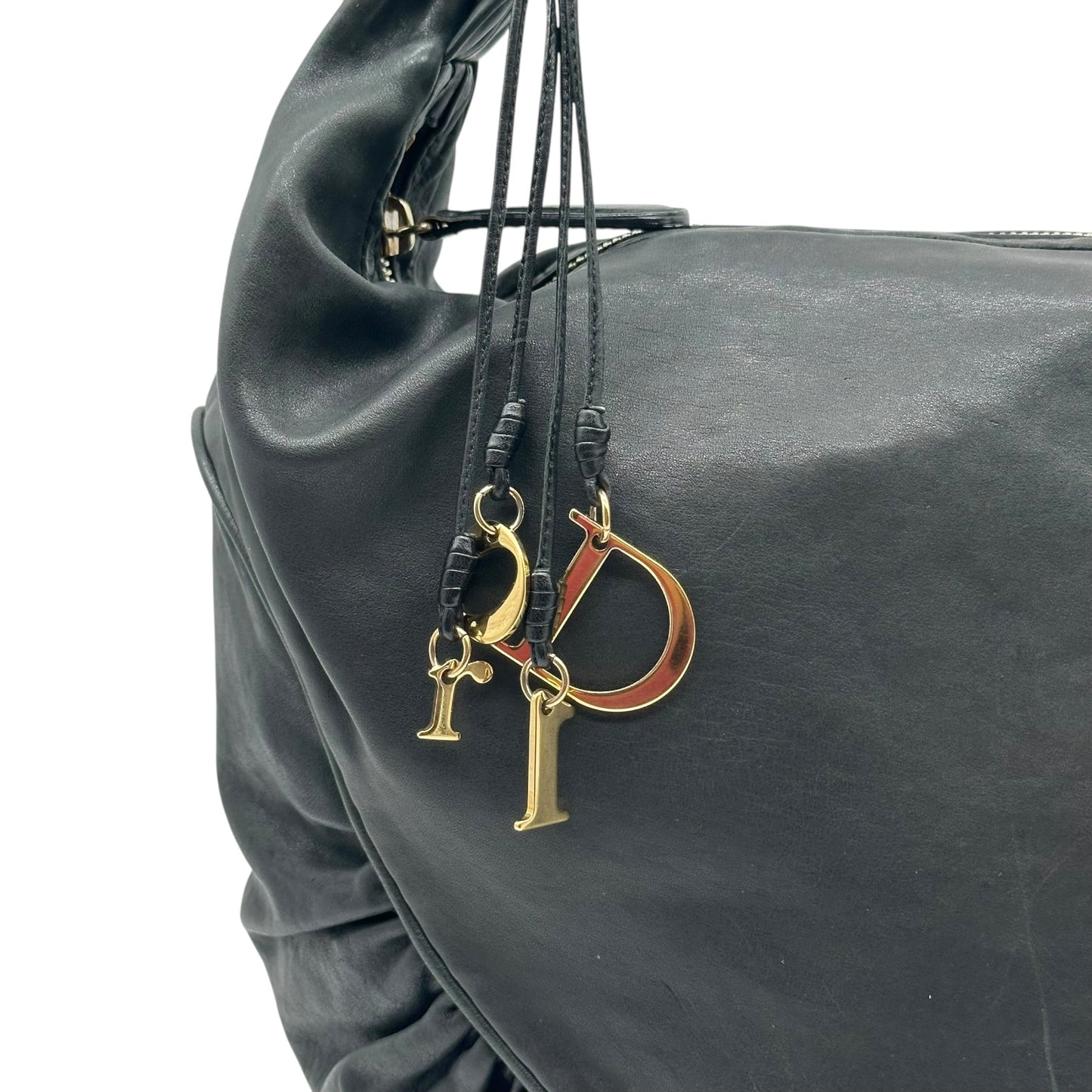Christian Dior Black Leather Gypsy Hobo Bag