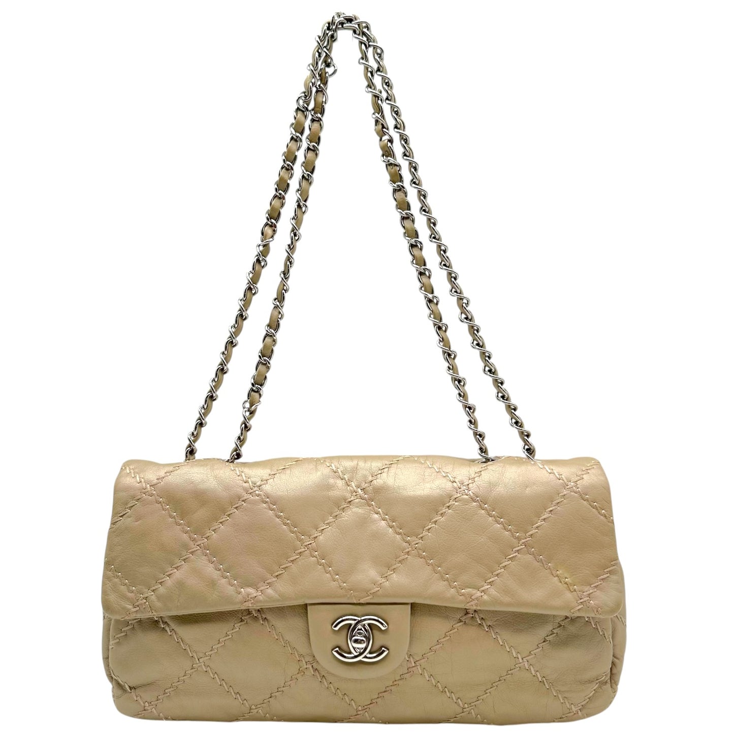 Chanel Gold & Silver Matelasse East-West Flap Bag 2011