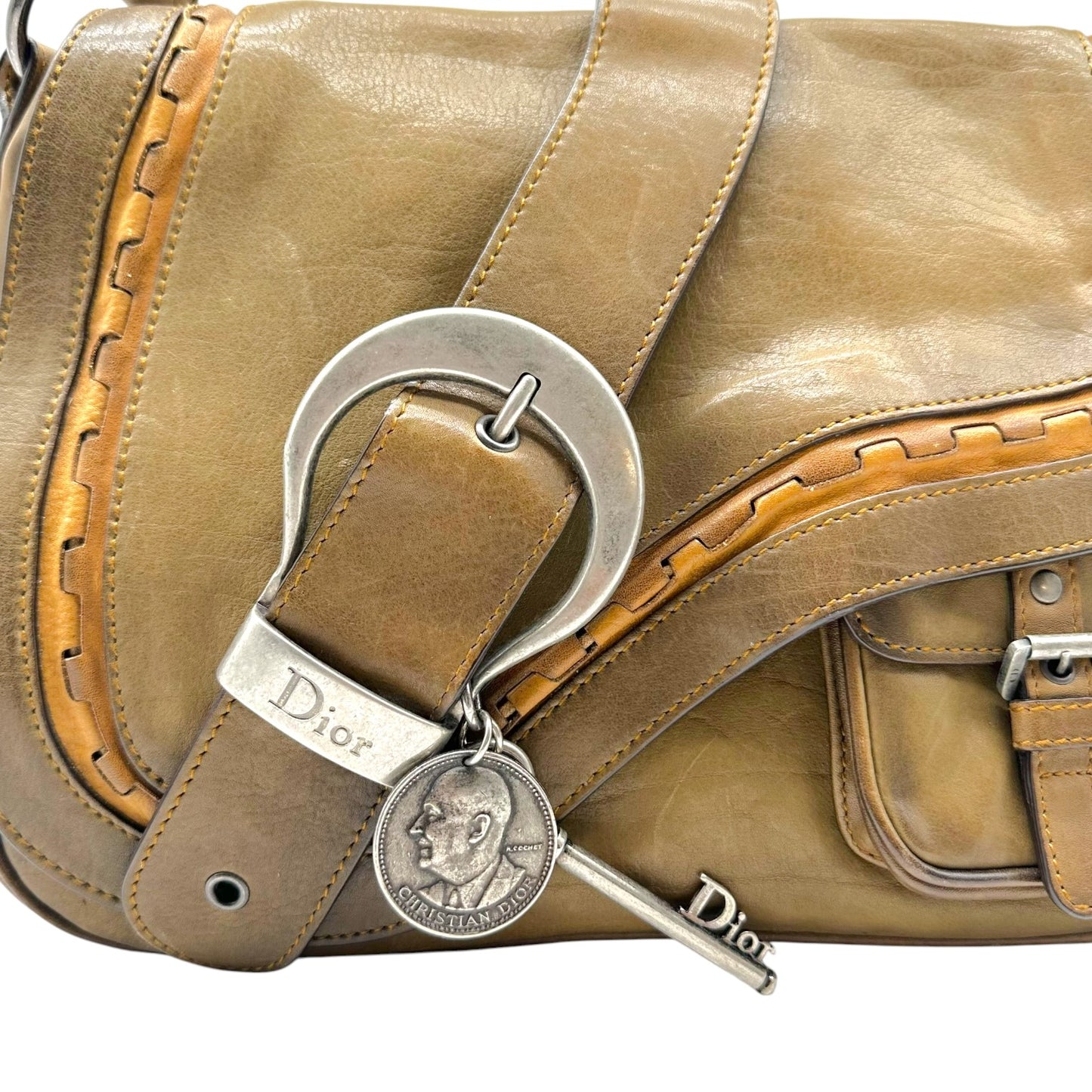 Christian Dior Brown Leather Gaucho Shoulder Bag