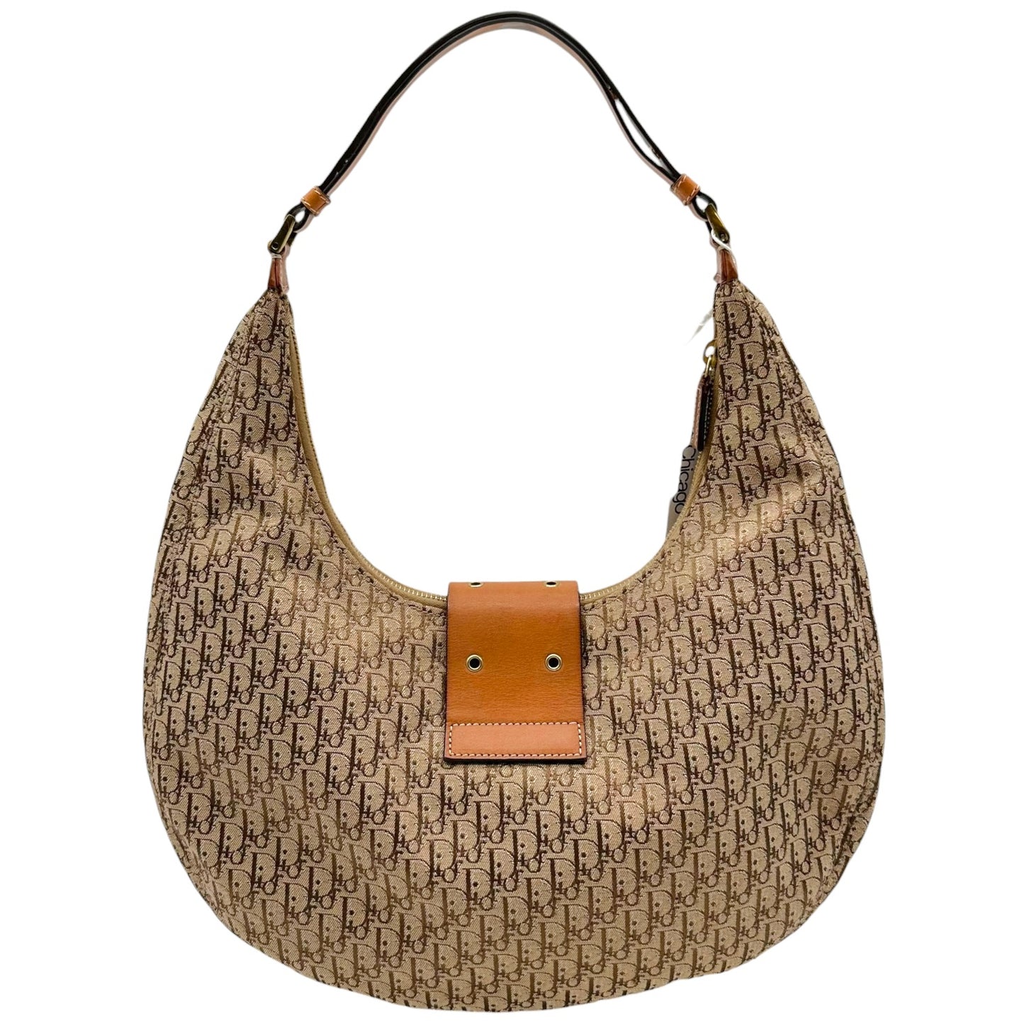 Christian Dior Tan Trotter Monogram Crescent Hobo Bag
