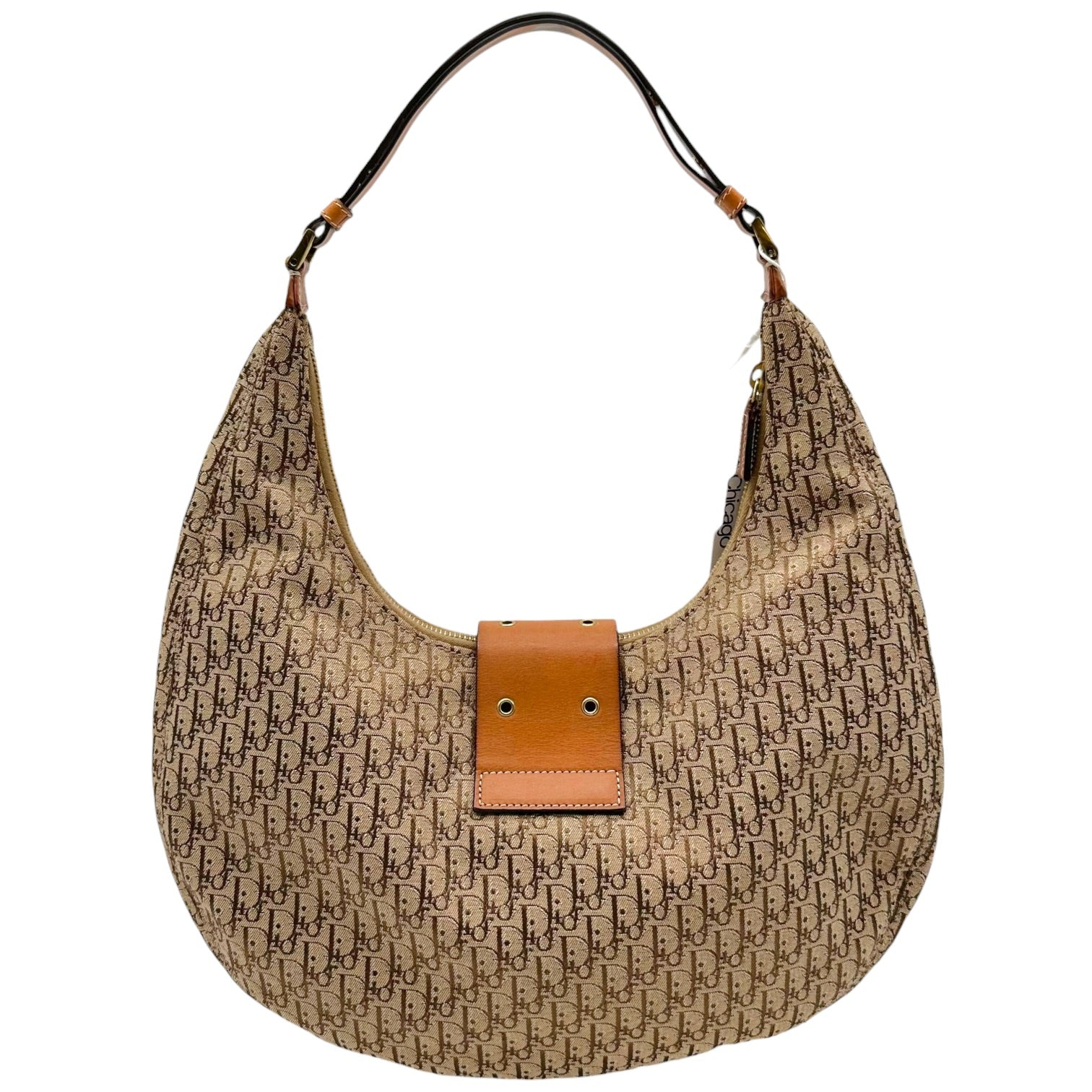 Christian Dior Tan Trotter Monogram Crescent Hobo Bag