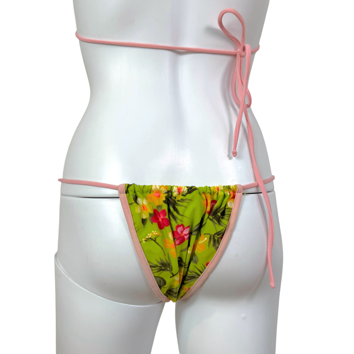 Dolce & Gabbana Pink Green Hawaiian Print Bikini Set
