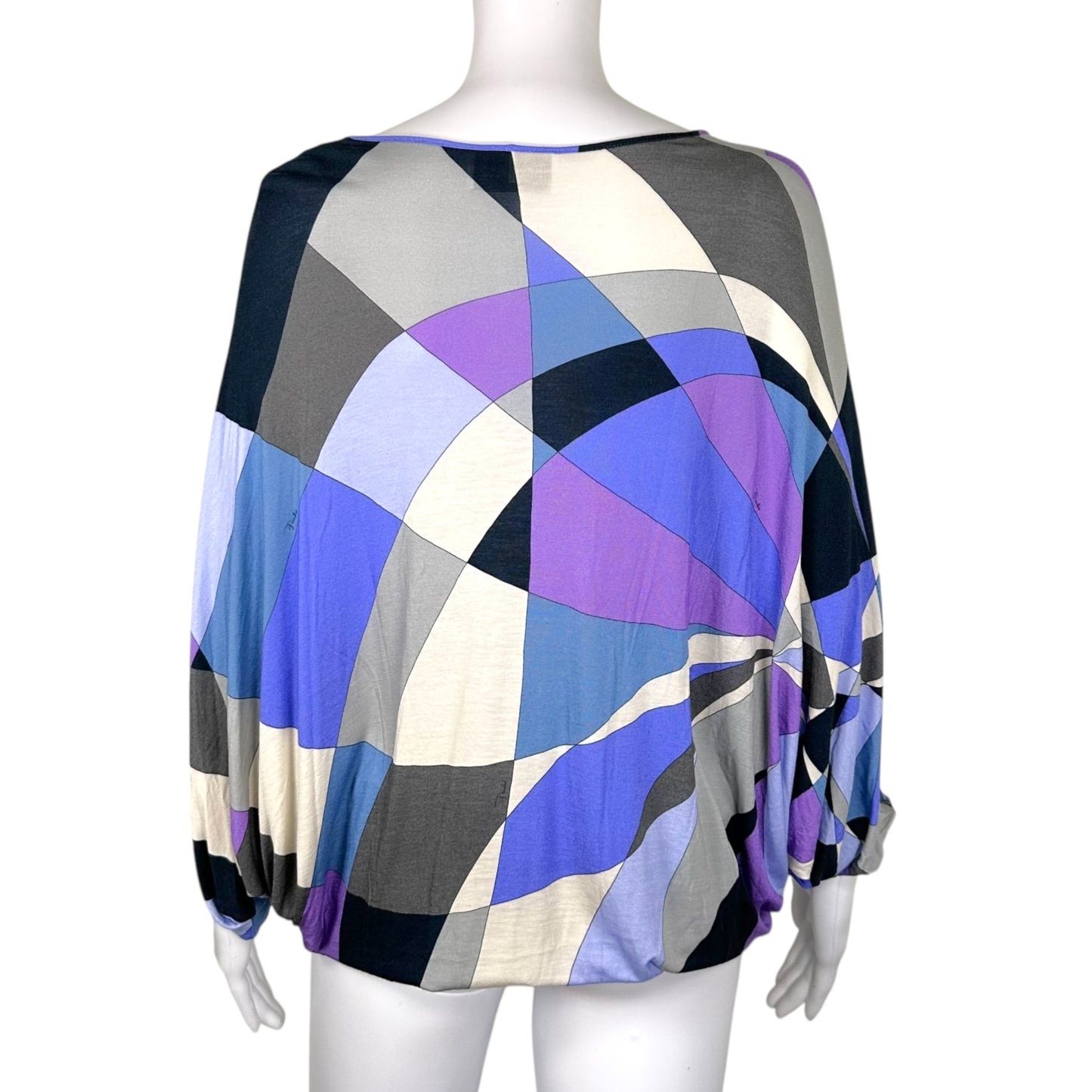 Emilio Pucci Dolman Sleeve Top Blue Purple Abstract Print