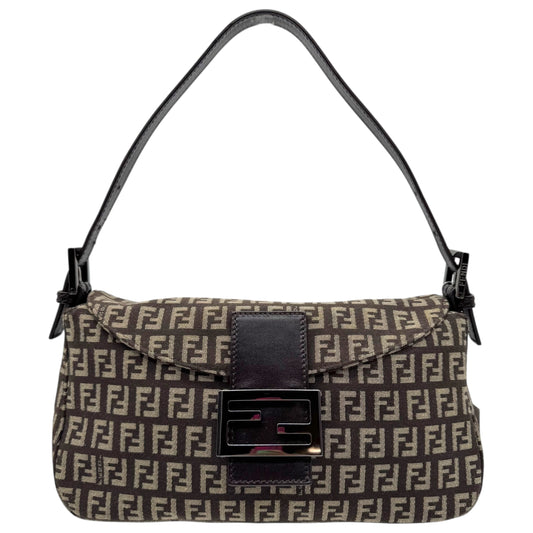 Fendi Brown Zucchino Monogram Fold-Over Baguette Bag