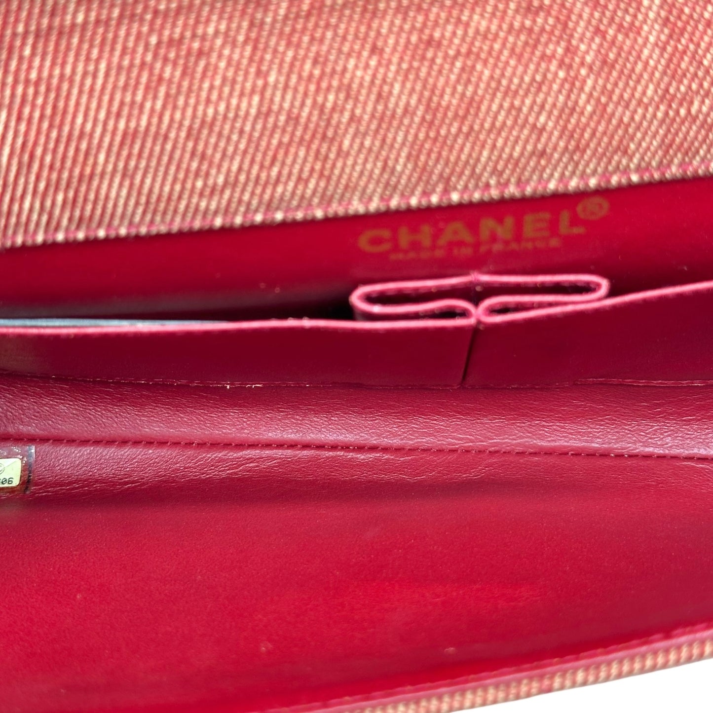 Chanel Red Denim Chocolate Bar WOC Shoulder Bag 2002-03