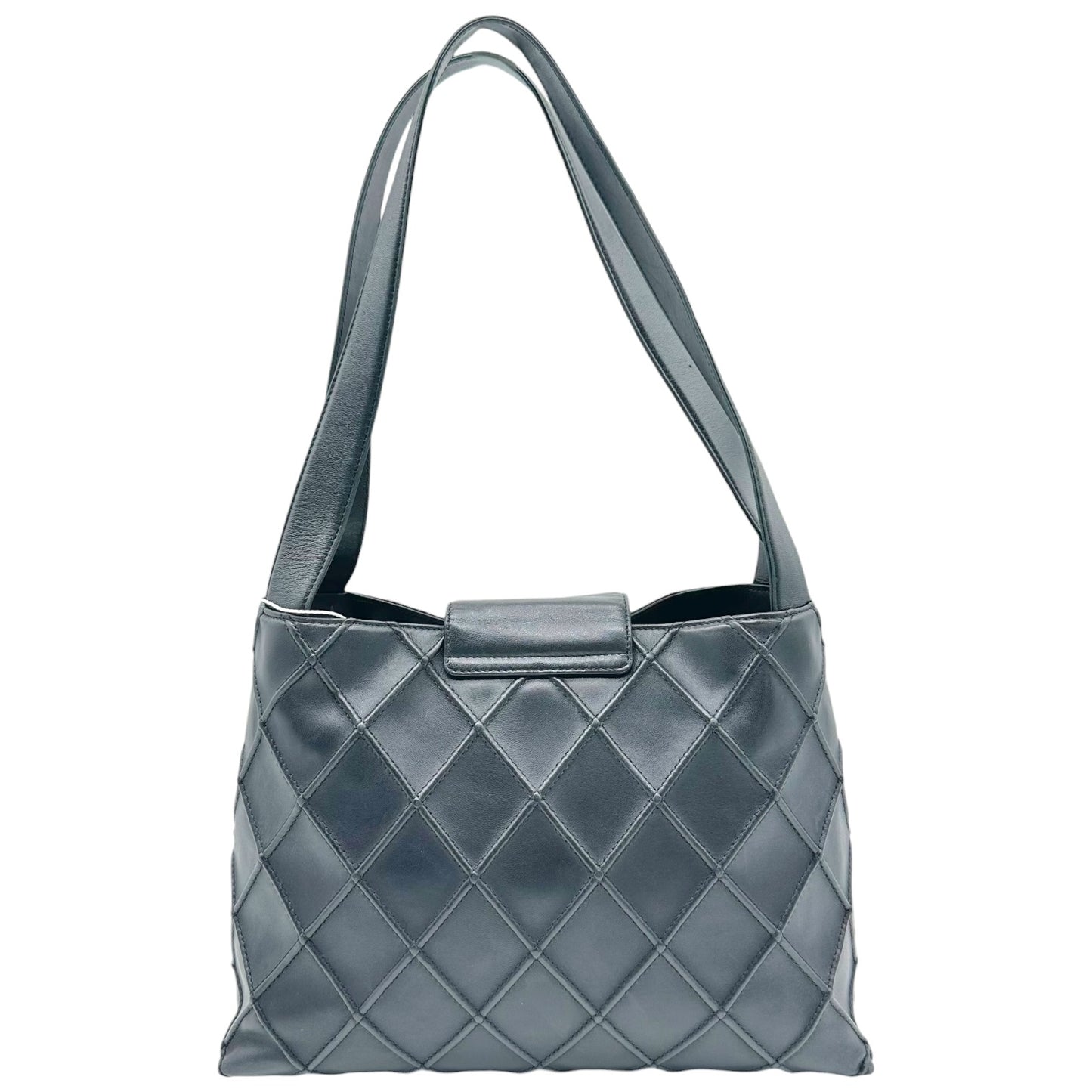 Chanel Black & Silver Quilted Matelasse Hobo Shoulder Bag 2000-02