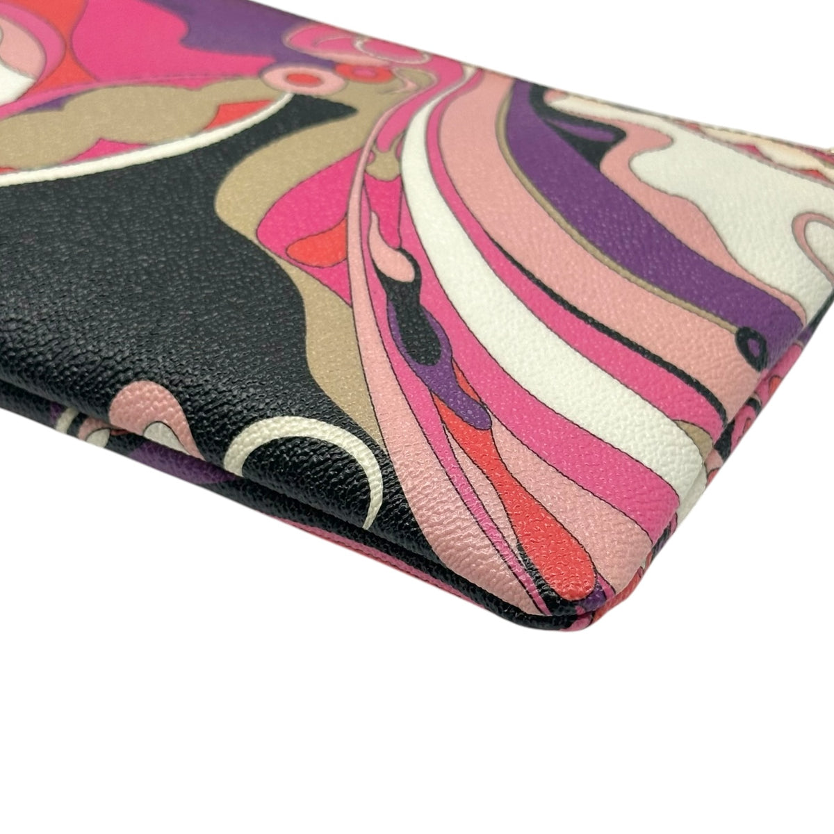 Emilio Pucci Black Multicolor Printed PVC Pochette Bag