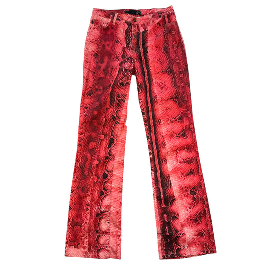 Just Cavalli Roberto Cavalli Pink Glitter Snakeskin Print Jeans