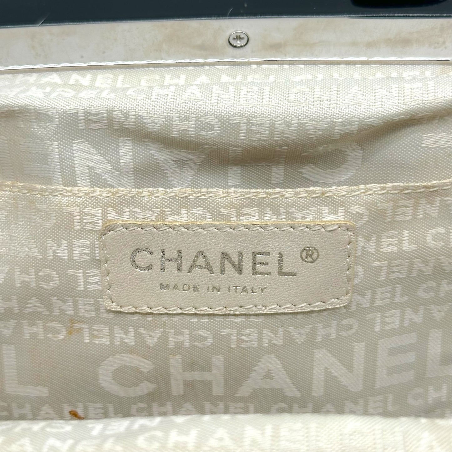 Chanel No.5 Ivory Fur & Black Resin Chain Strap Frame Shoulder Bag 2005-06