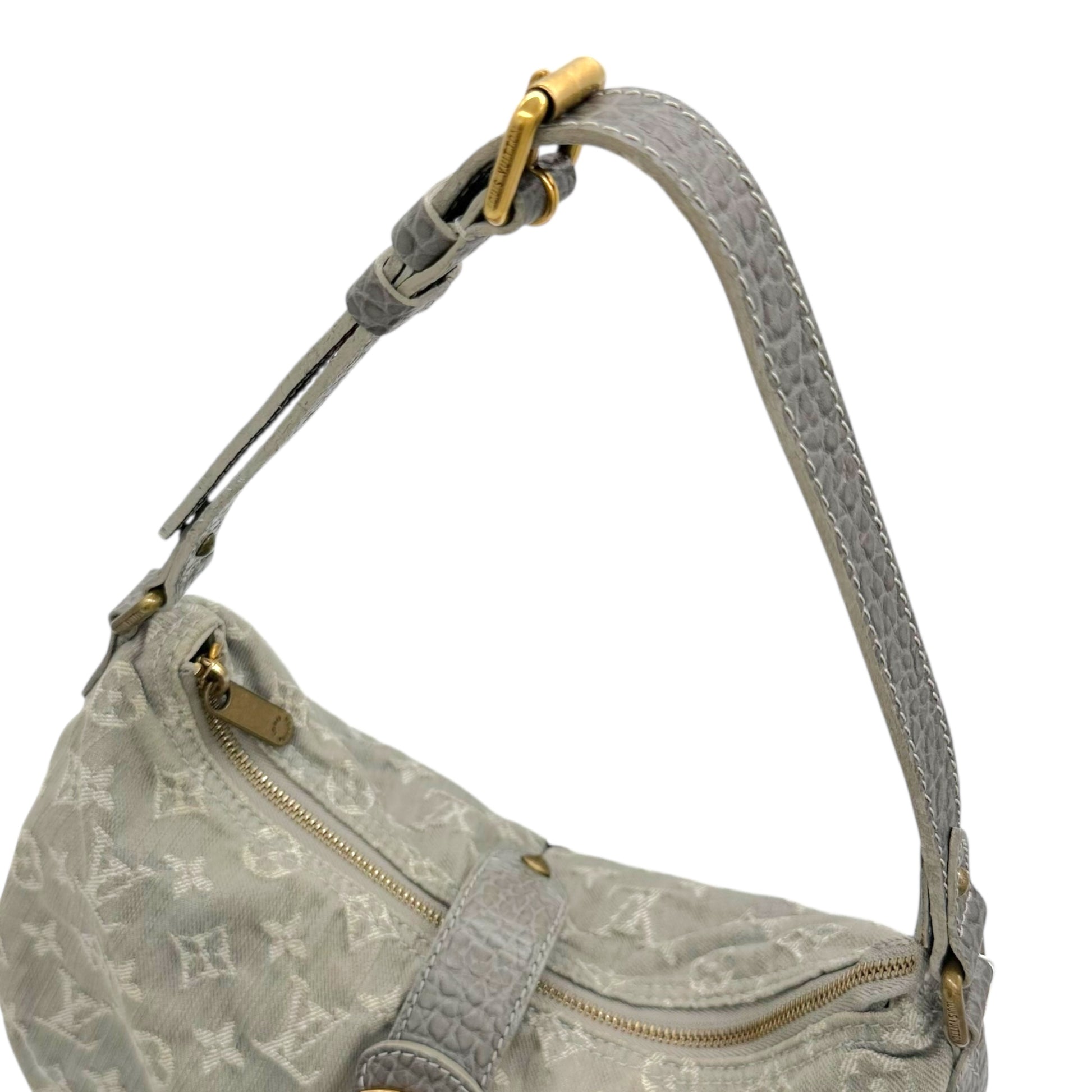 Louis Vuitton Gray Denim Monogram Mahina Hobo Bag - Outfit Repeater