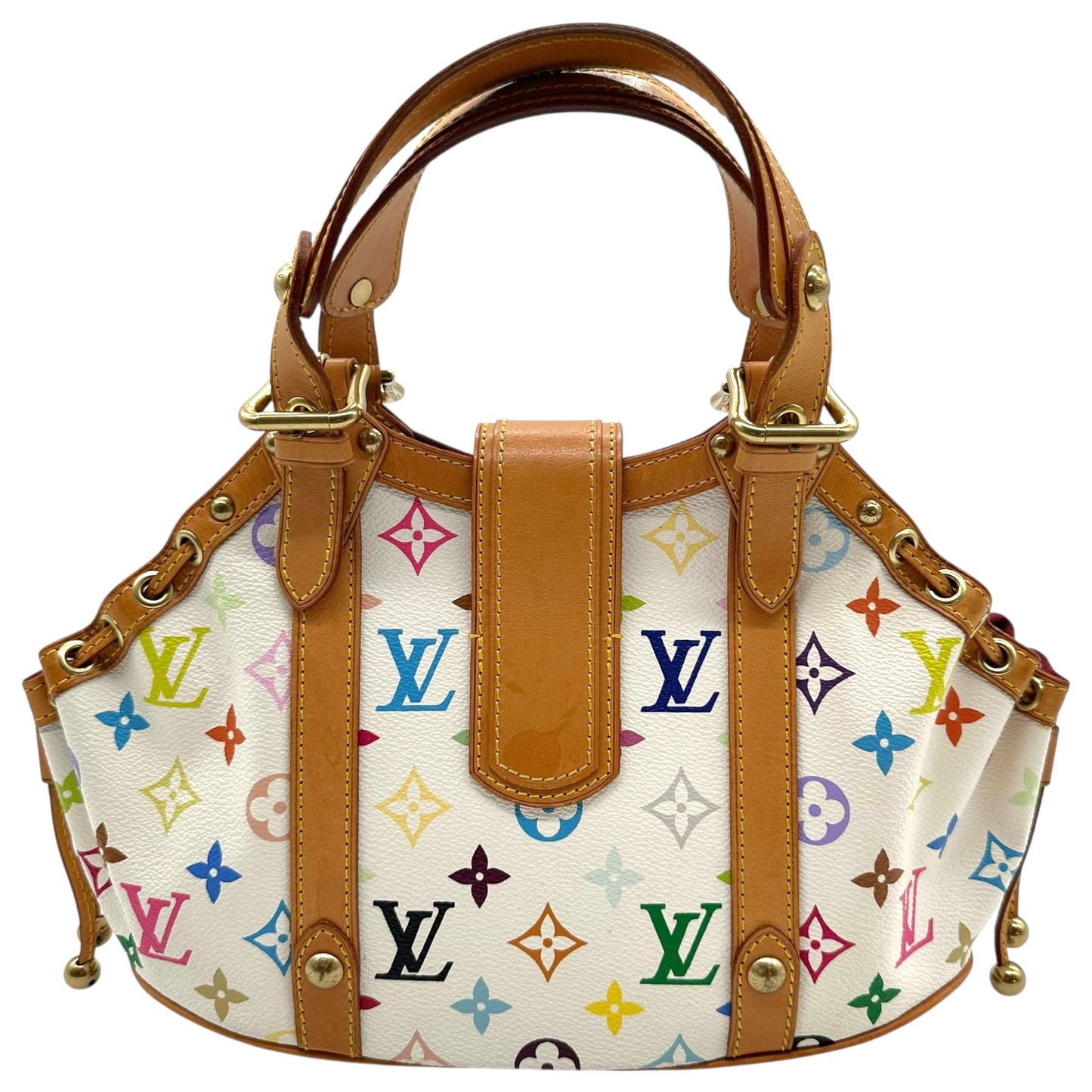 Louis Vuitton White Murakami Multicolor Theda GM Bag RARE