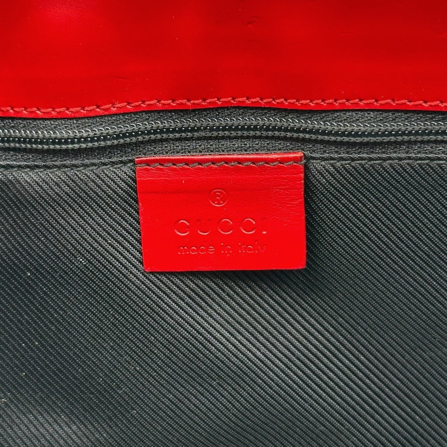 Gucci Gray Monogram & Red Leather Mini Jackie Bag