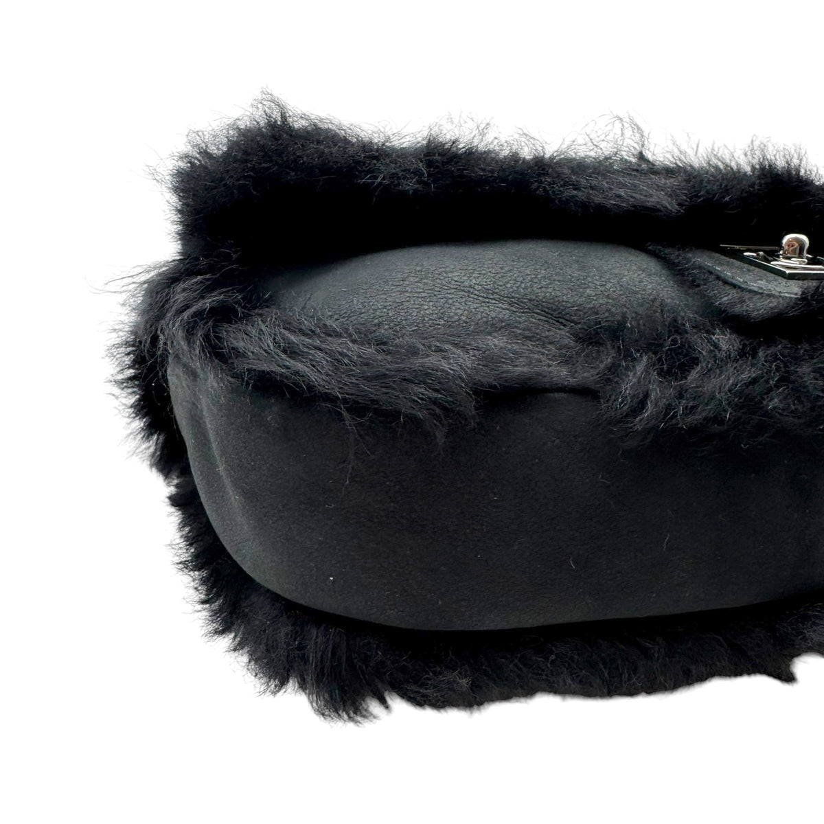 Chanel Sport Black Shearling Quilted Large Flap Bag 2006-08