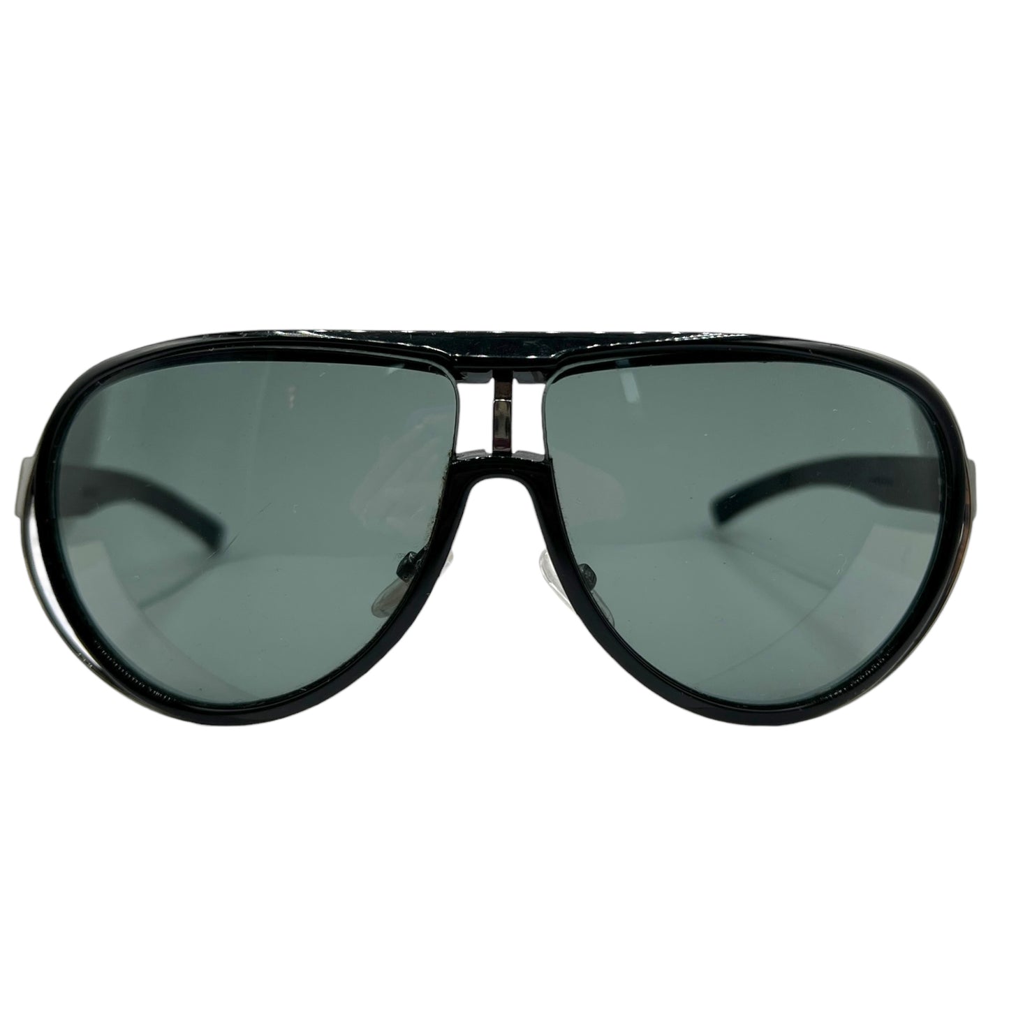 Gucci Black & Silver Oversized Aviator Sunglasses w/ Case