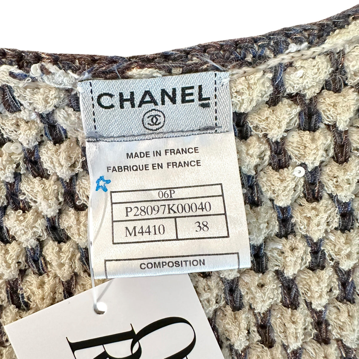 Chanel Taupe Tweed Sequin Knit Crop Cardigan