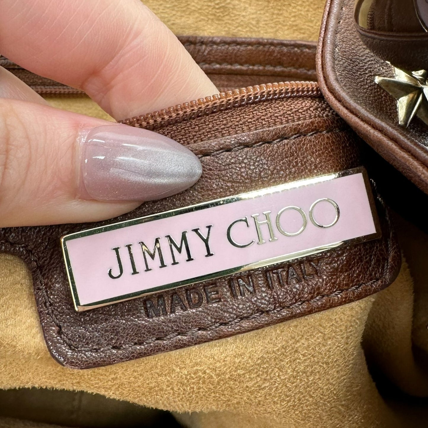 Jimmy Choo Brown Leather Star Studded Hobo Bag - Outfit Repeater
