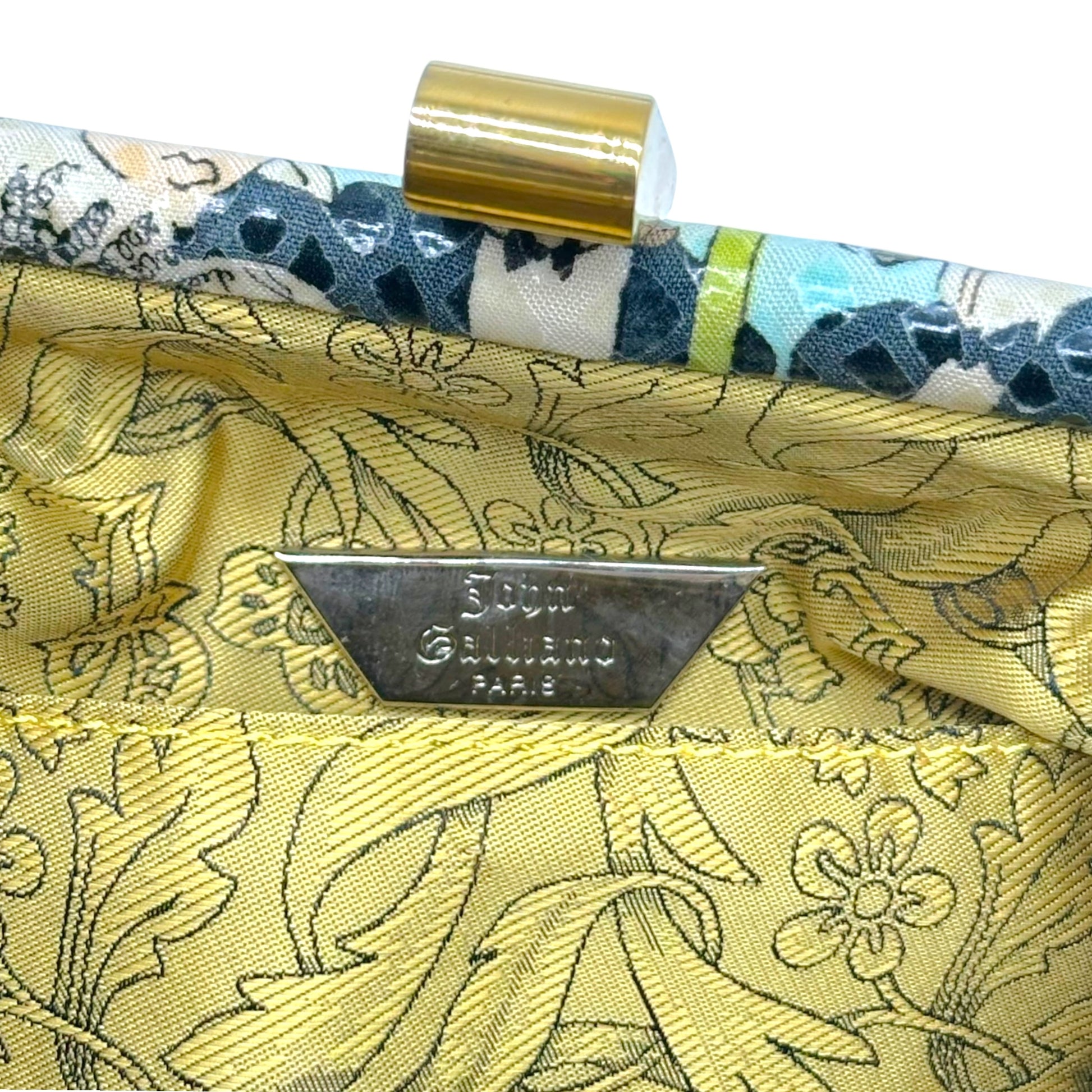 John Galliano Printed Crystal Embellished Top Handle Bag
