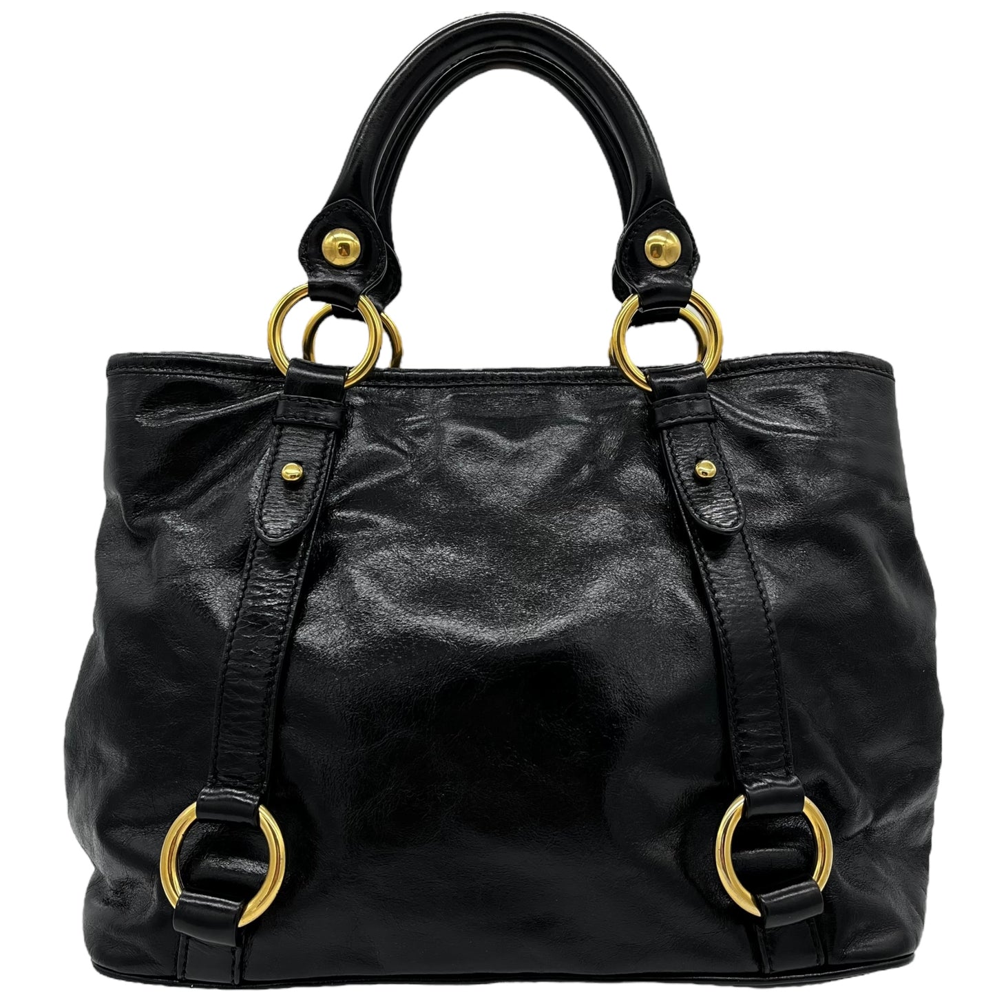 Miu Miu Black & Gold Leather 2-Way Bag