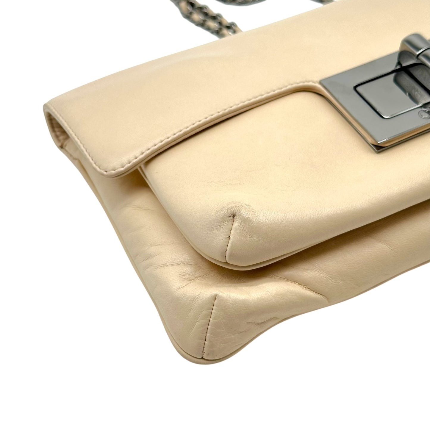 Chanel Ivory Lambskin Leather Turnlock Shoulder Bag