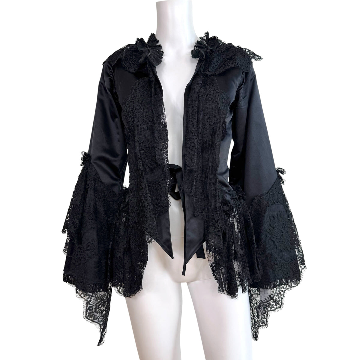 Dolce & Gabbana Black Beaded Silk Lace Gothic Jacket