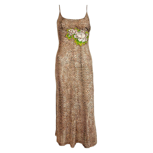 Just Cavalli Roberto Cavalli Metallic Leopard & Sequin Floral Midi Dress