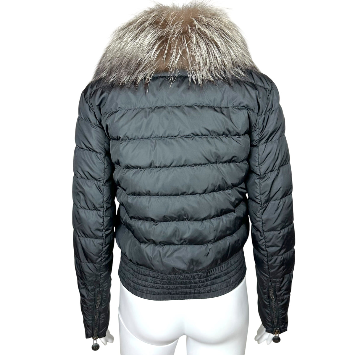 Emilio Pucci Black Cropped Puffer Coat With Fox Fur Collar