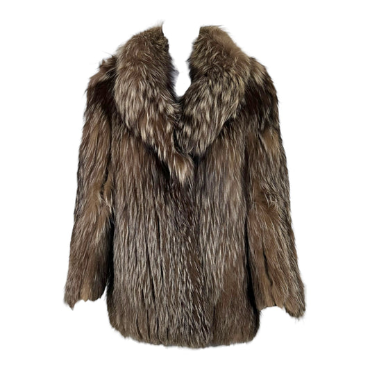 Vintage Saga Fox Brown & White Silver Fox Fur Coat
