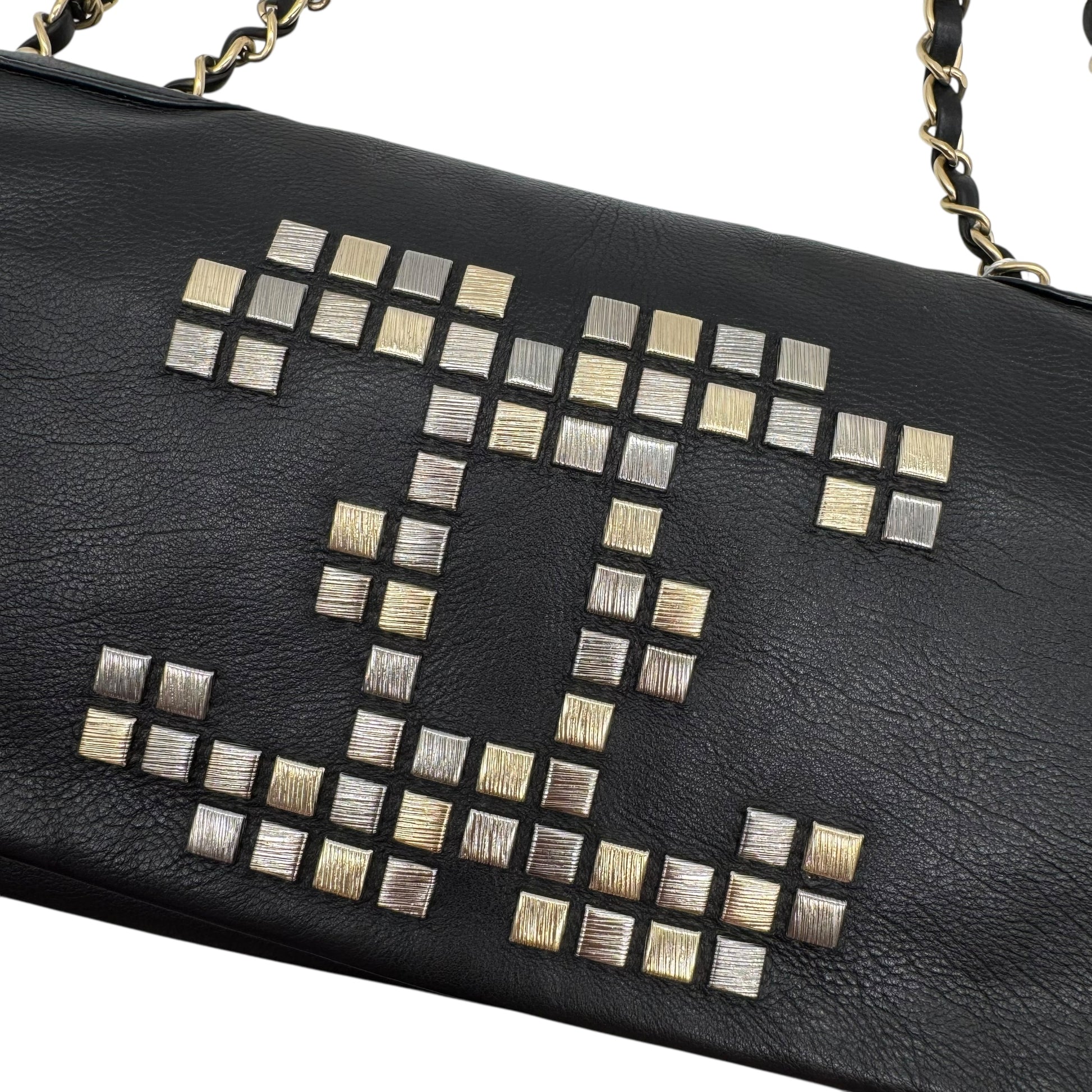 Chanel Black Lambskin CC Studded Logo East West Shoulder Bag 2008-09 - Outfit Repeater
