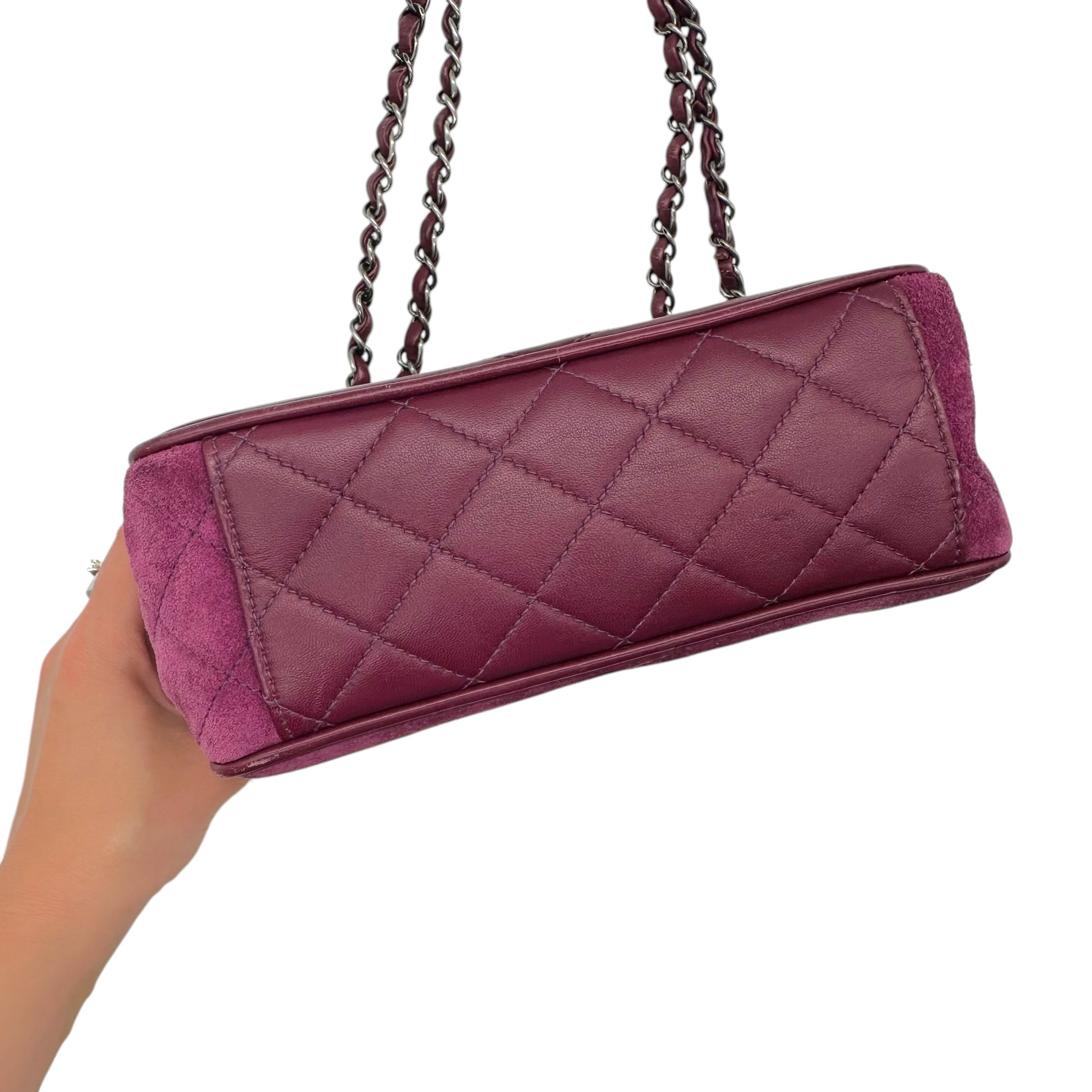Chanel Small Flap Shoulder Bag Purple Suede Leather