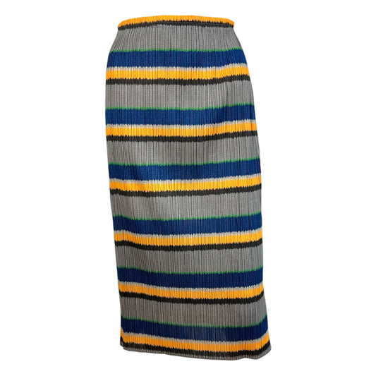 Issey Miyake Pleats Please Gray Multicolor Striped Pleated Midi Skirt